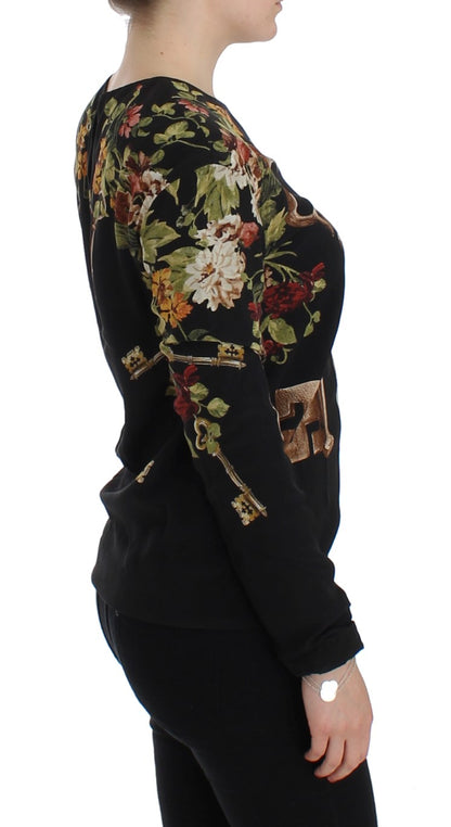 Chemisier en soie à imprimé floral Dolce & Gabbana motif clé noir