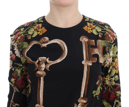 Chemisier en soie à imprimé floral Dolce & Gabbana motif clé noir