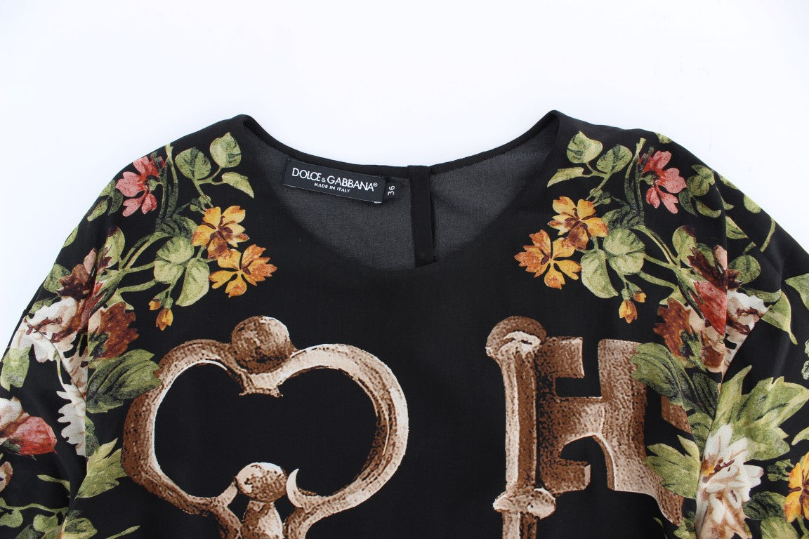 Chemisier en soie à imprimé floral Dolce & Gabbana motif clé noir