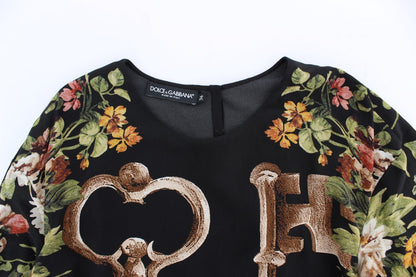 Chemisier en soie à imprimé floral Dolce & Gabbana motif clé noir