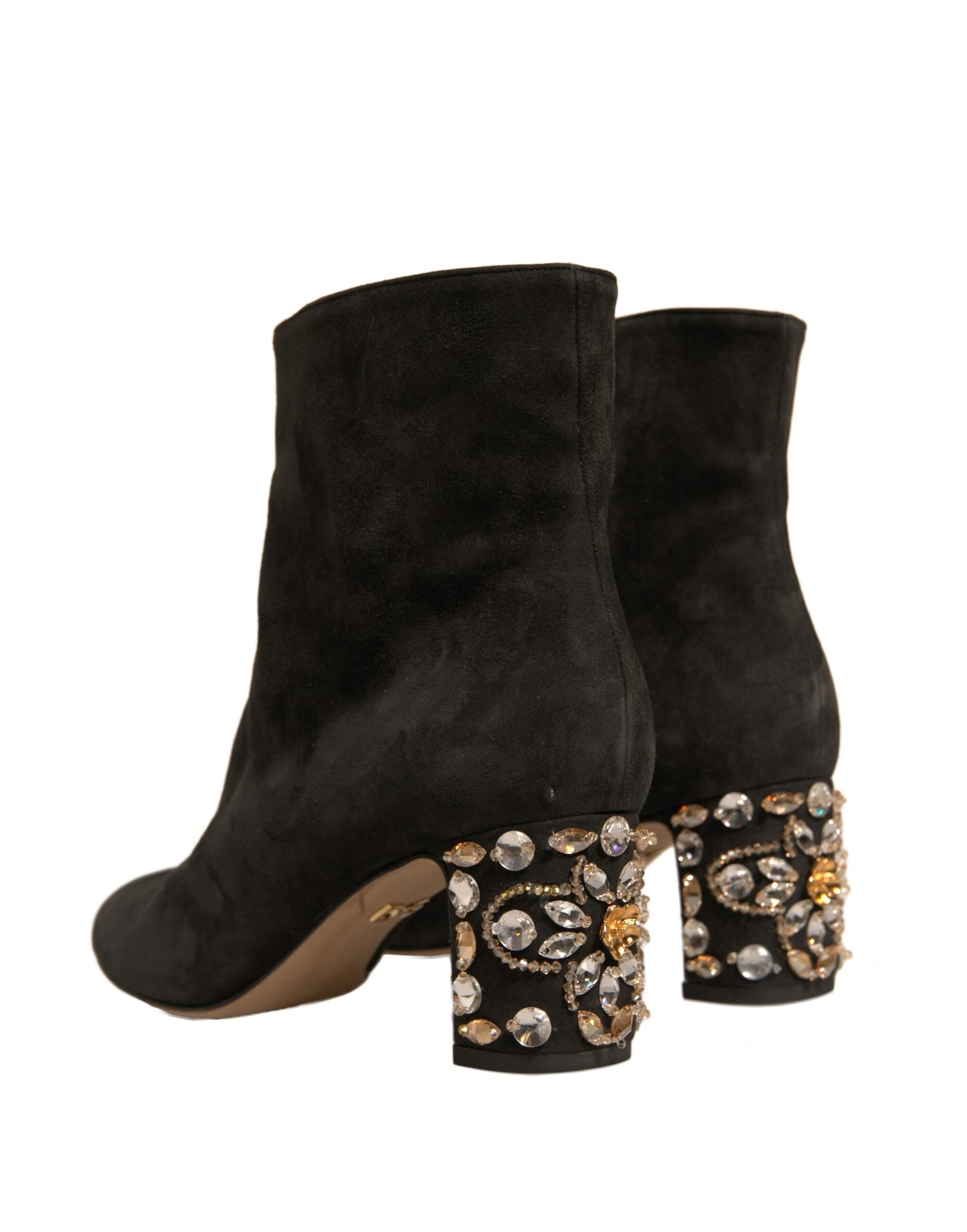 Chaussures bottines à talon orné Dolce & Gabbana noires
