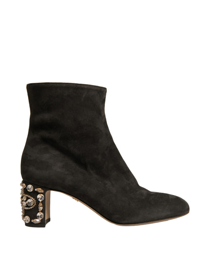 Chaussures bottines à talon orné Dolce & Gabbana noires