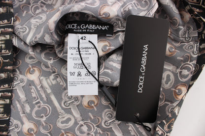 Dolce & Gabbana Chemise-t-shirt en soie à imprimé clés or gris
