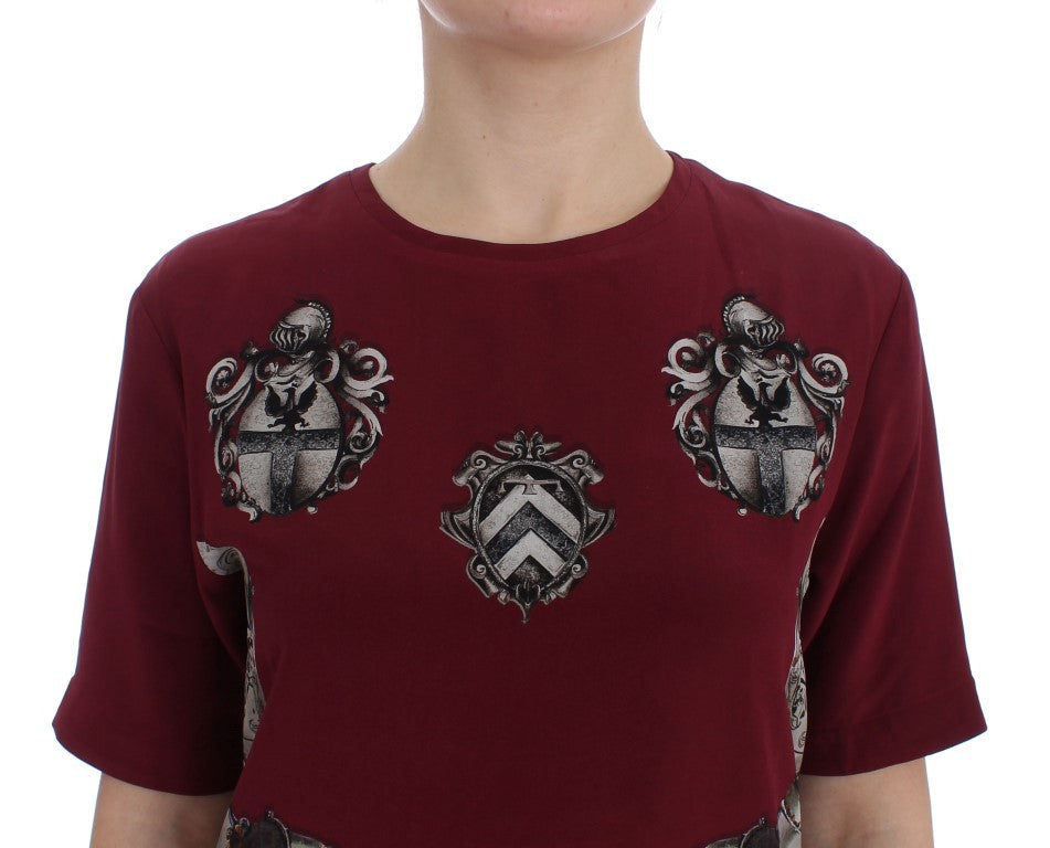 Chemisier T-shirt en soie à imprimé chevalier rouge Dolce & Gabbana