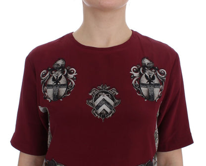 Chemisier T-shirt en soie à imprimé chevalier rouge Dolce & Gabbana
