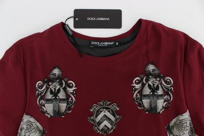 Chemisier T-shirt en soie à imprimé chevalier rouge Dolce & Gabbana