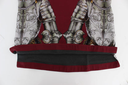 Chemisier T-shirt en soie à imprimé chevalier rouge Dolce & Gabbana