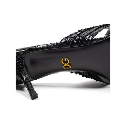 Dolce & Gabbana Black Snake Skin  Platform Sandals