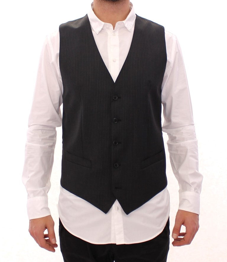 Gilet simple boutonnage Dolce & Gabbana en laine rayée grise