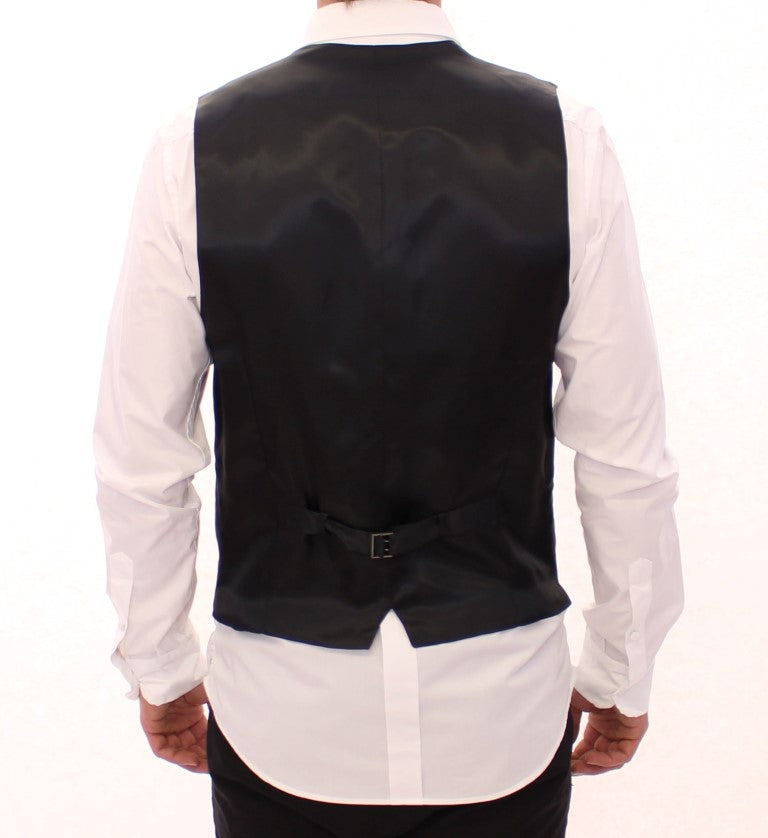 Gilet simple boutonnage Dolce & Gabbana en laine rayée grise