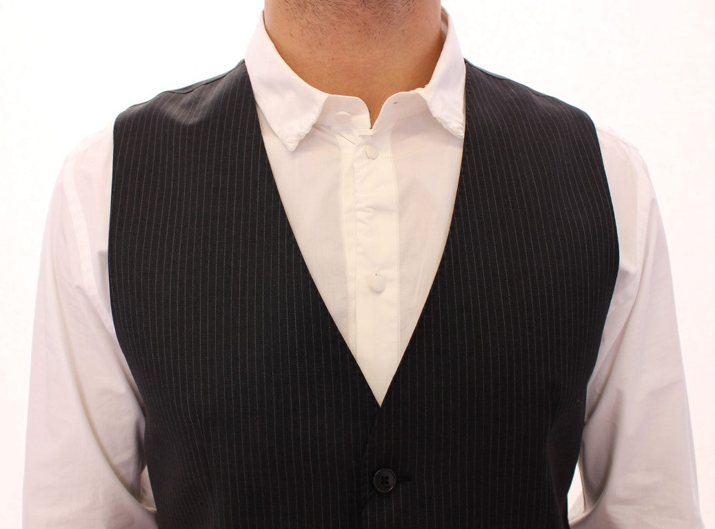 Gilet simple boutonnage Dolce & Gabbana en laine rayée grise