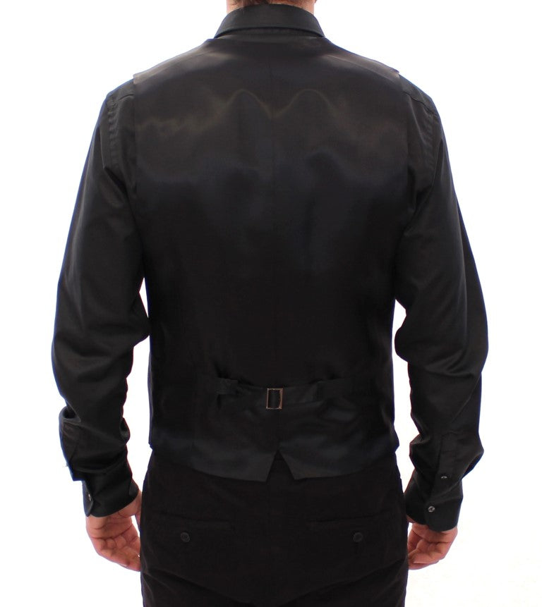 Gilet Dolce & Gabbana en laine noire rayée à logo