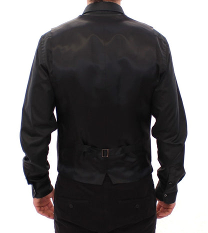 Gilet Dolce & Gabbana en laine noire rayée à logo