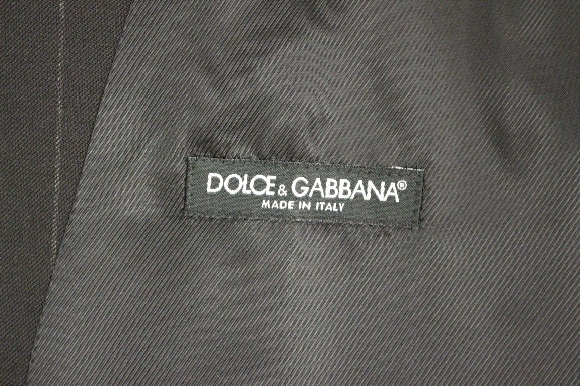 Gilet Dolce & Gabbana en laine noire rayée à logo