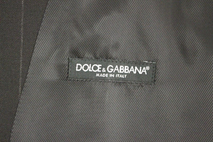 Gilet Dolce & Gabbana en laine noire rayée à logo
