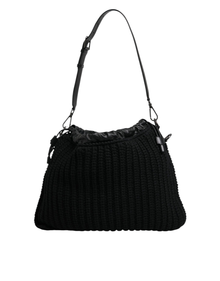 Bolso de hombro Dolce & Gabbana de cachemir negro de punto con cuero