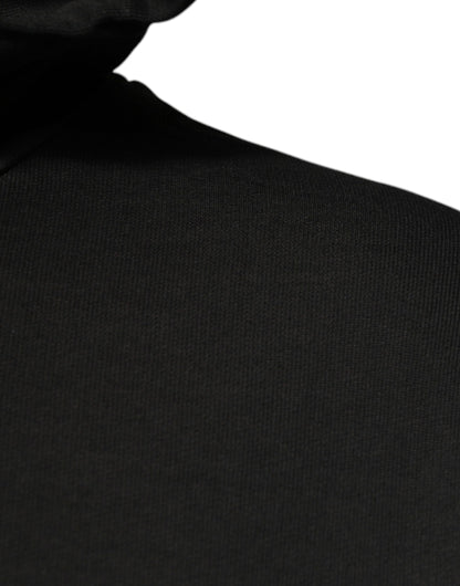 Sudadera con Capucha Negra de Algodón con Escudo DG de Dolce & Gabbana