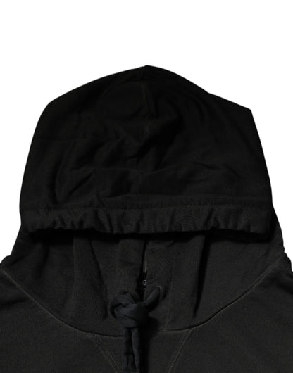 Sudadera con Capucha Negra de Algodón con Escudo DG de Dolce & Gabbana