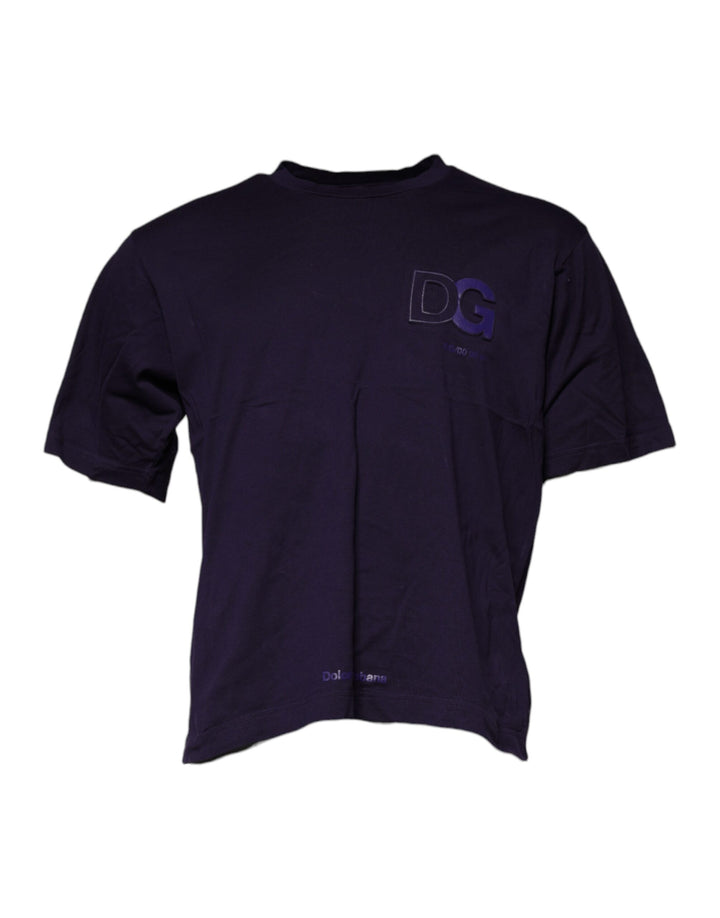 T-shirt Dolce & Gabbana en coton à col rond avec logo DG violet