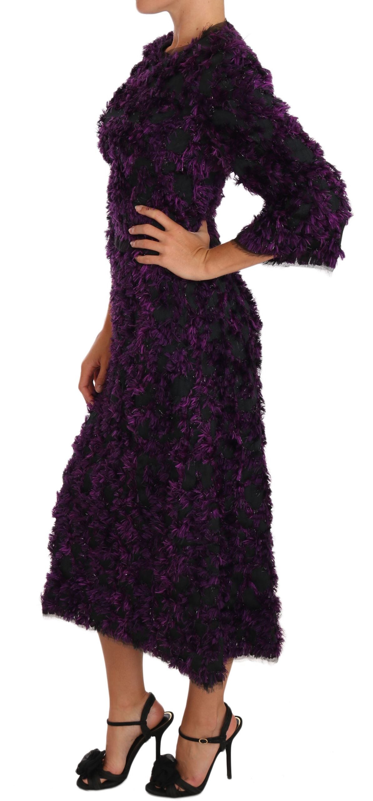 Robe fourreau midi Dolce & Gabbana violette à franges
