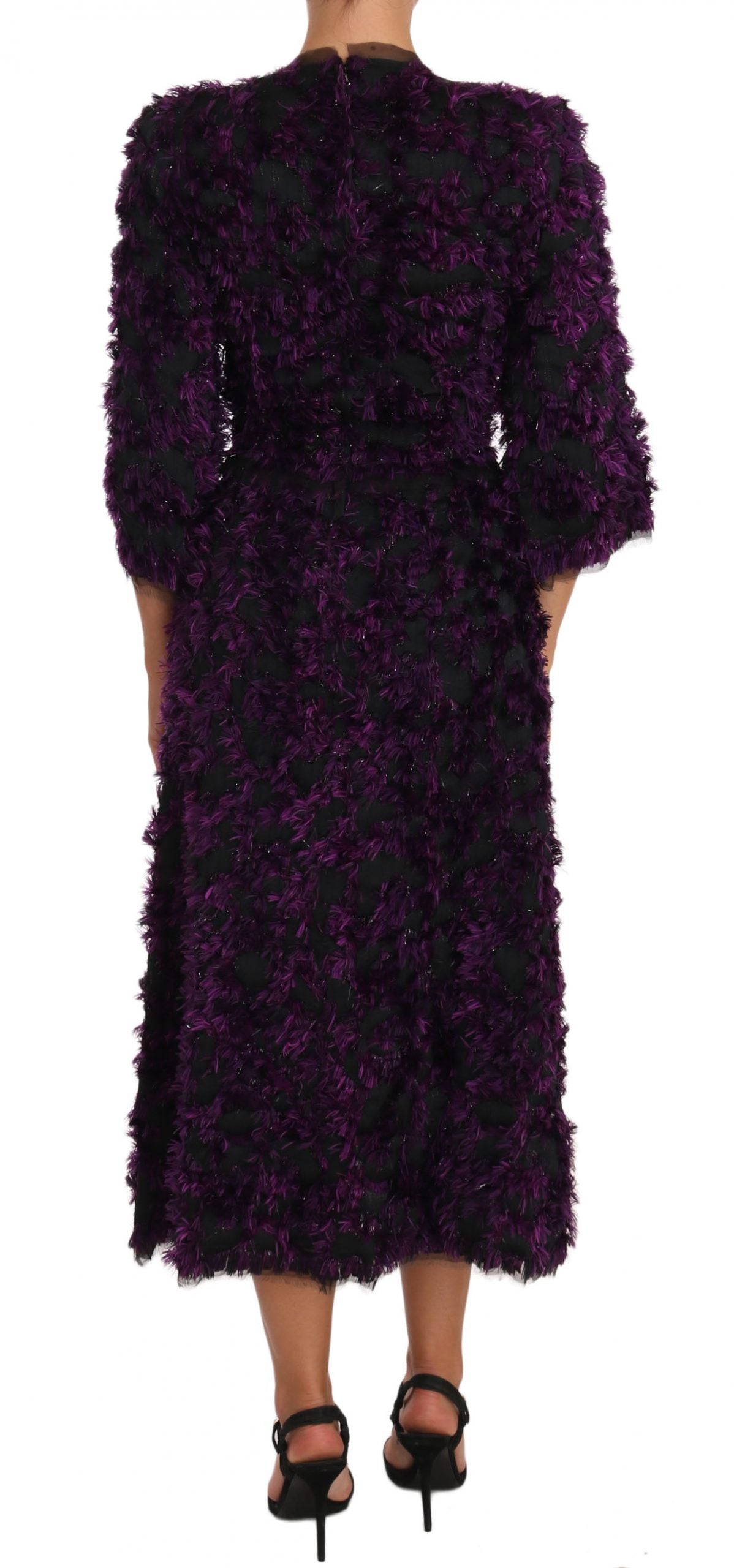Robe fourreau midi Dolce & Gabbana violette à franges