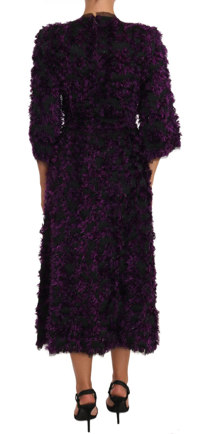 Robe fourreau midi Dolce & Gabbana violette à franges