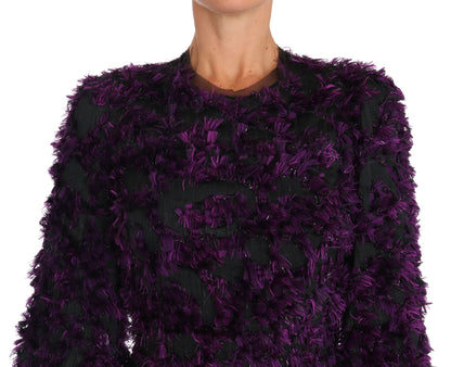 Robe fourreau midi Dolce & Gabbana violette à franges