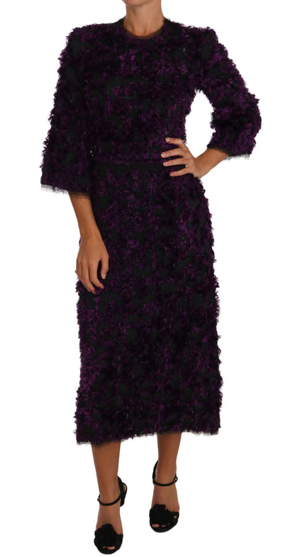 Robe fourreau midi Dolce & Gabbana violette à franges