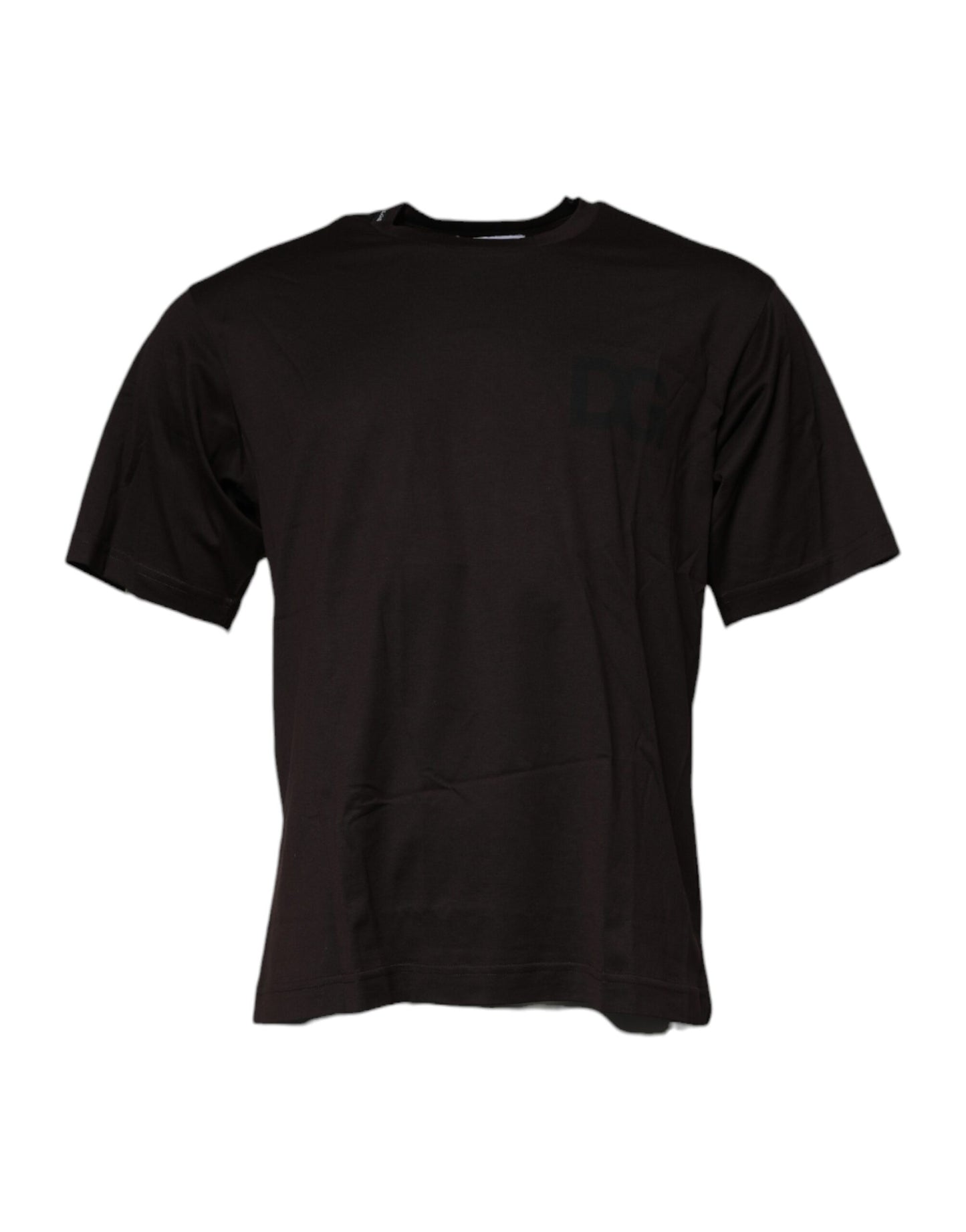T-shirt Dolce & Gabbana en coton à col rond et logo, marron foncé