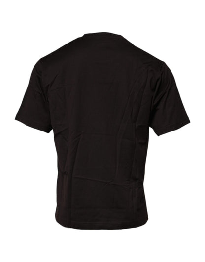 T-shirt Dolce & Gabbana en coton à col rond et logo, marron foncé