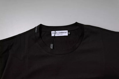 T-shirt Dolce & Gabbana en coton à col rond et logo, marron foncé