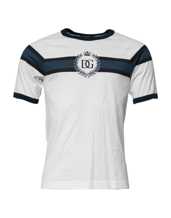 T-shirt en coton blanc pour homme Dolce & Gabbana avec logo imprimé et col rond