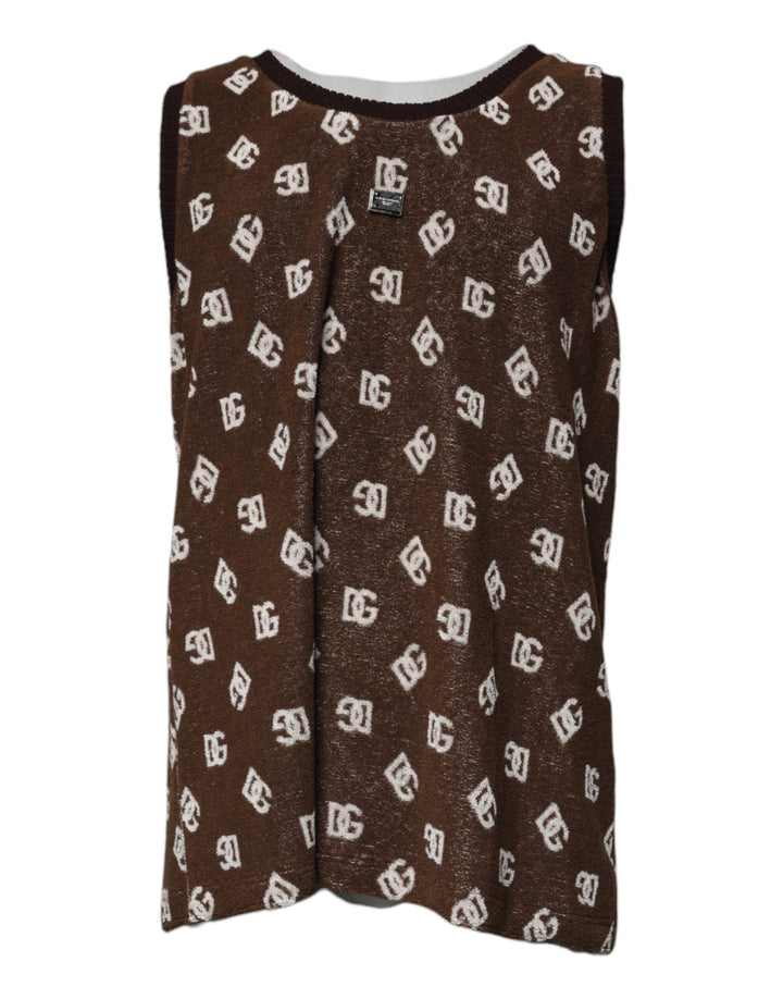 T-shirt ras du cou en coton monogrammé marron Dolce & Gabbana
