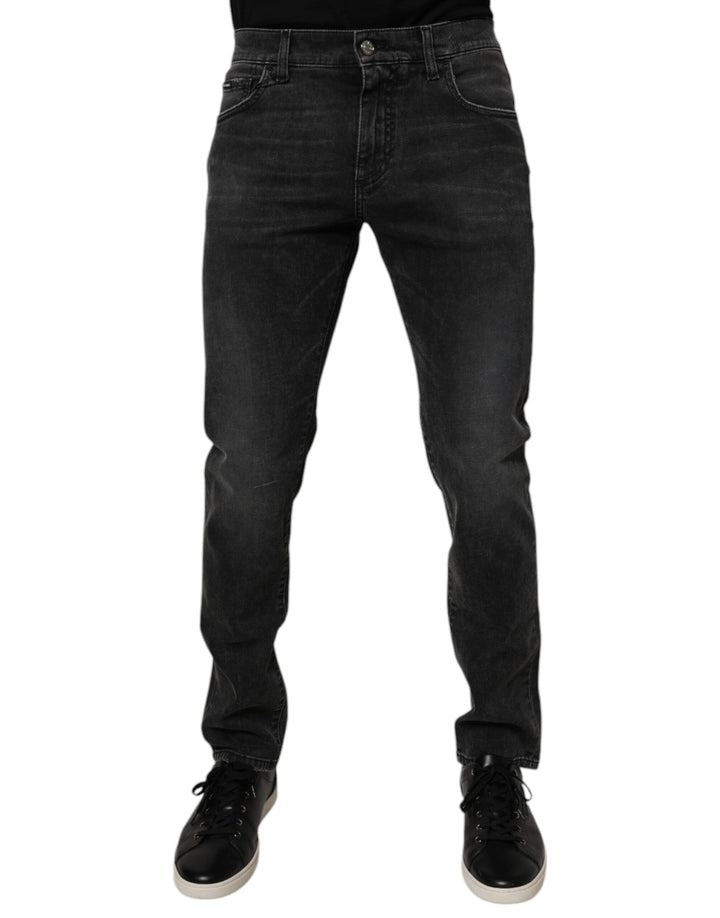 Jeans skinny en denim stretch de coton noir Dolce & Gabbana pour hommes