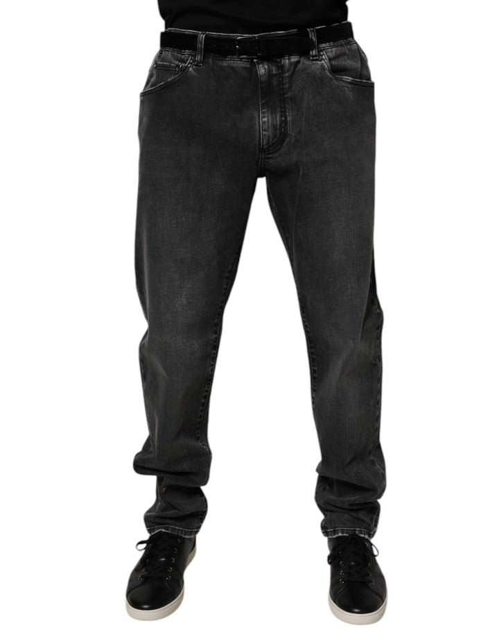 Dolce & Gabbana Vaqueros ajustados de algodón elástico negros para hombre