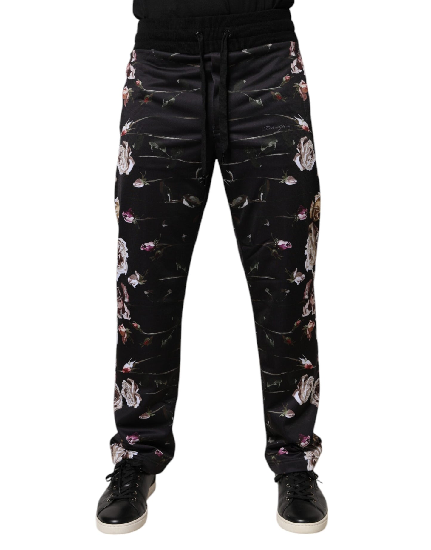 Pantalon de jogging Dolce & Gabbana en polyester noir à imprimé floral