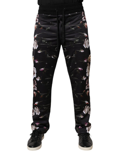 Pantalon de jogging Dolce & Gabbana en polyester noir à imprimé floral