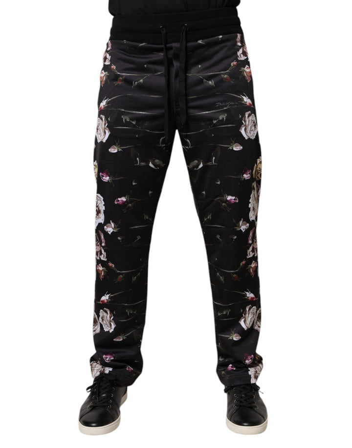 Pantalon de jogging Dolce & Gabbana en polyester noir à imprimé floral