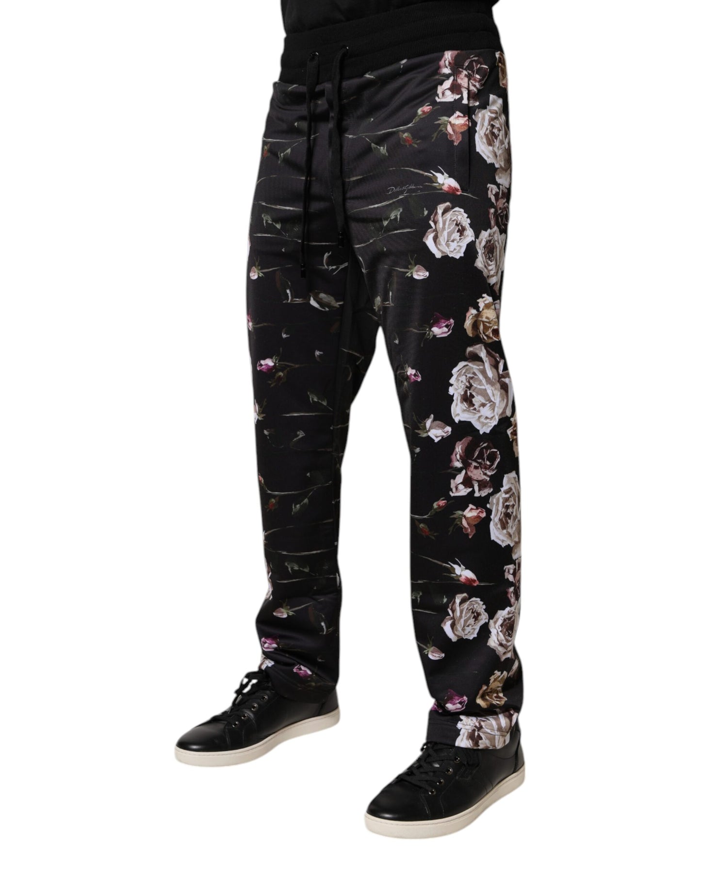 Pantalon de jogging Dolce & Gabbana en polyester noir à imprimé floral