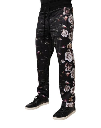 Pantalon de jogging Dolce & Gabbana en polyester noir à imprimé floral