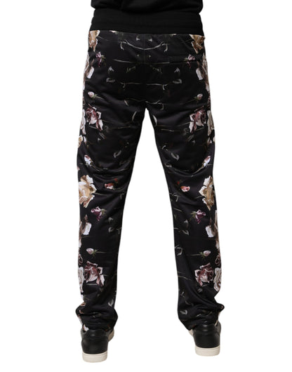 Pantalon de jogging Dolce & Gabbana en polyester noir à imprimé floral