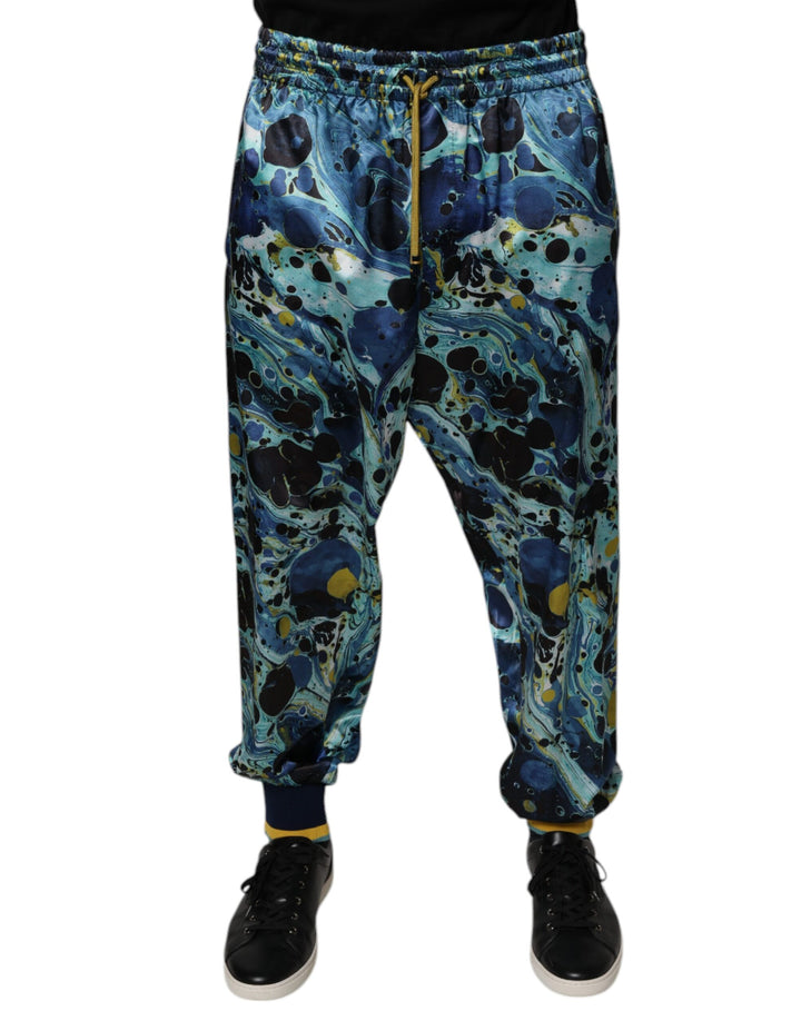 Dolce & Gabbana Pantalon de survêtement pour homme imprimé marbre multicolore