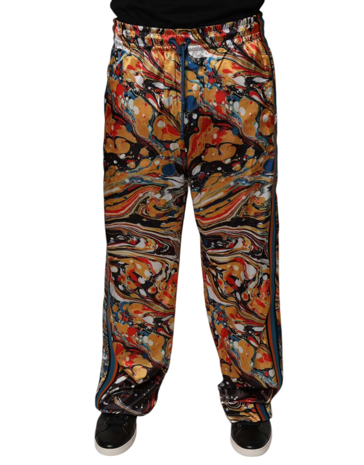 Pantalon de survêtement homme Dolce & Gabbana en satin marbré multicolore