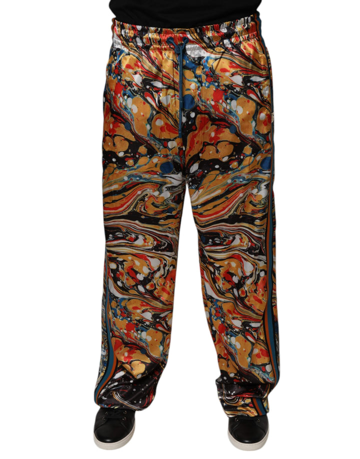 Pantalon de survêtement homme Dolce & Gabbana en satin marbré multicolore