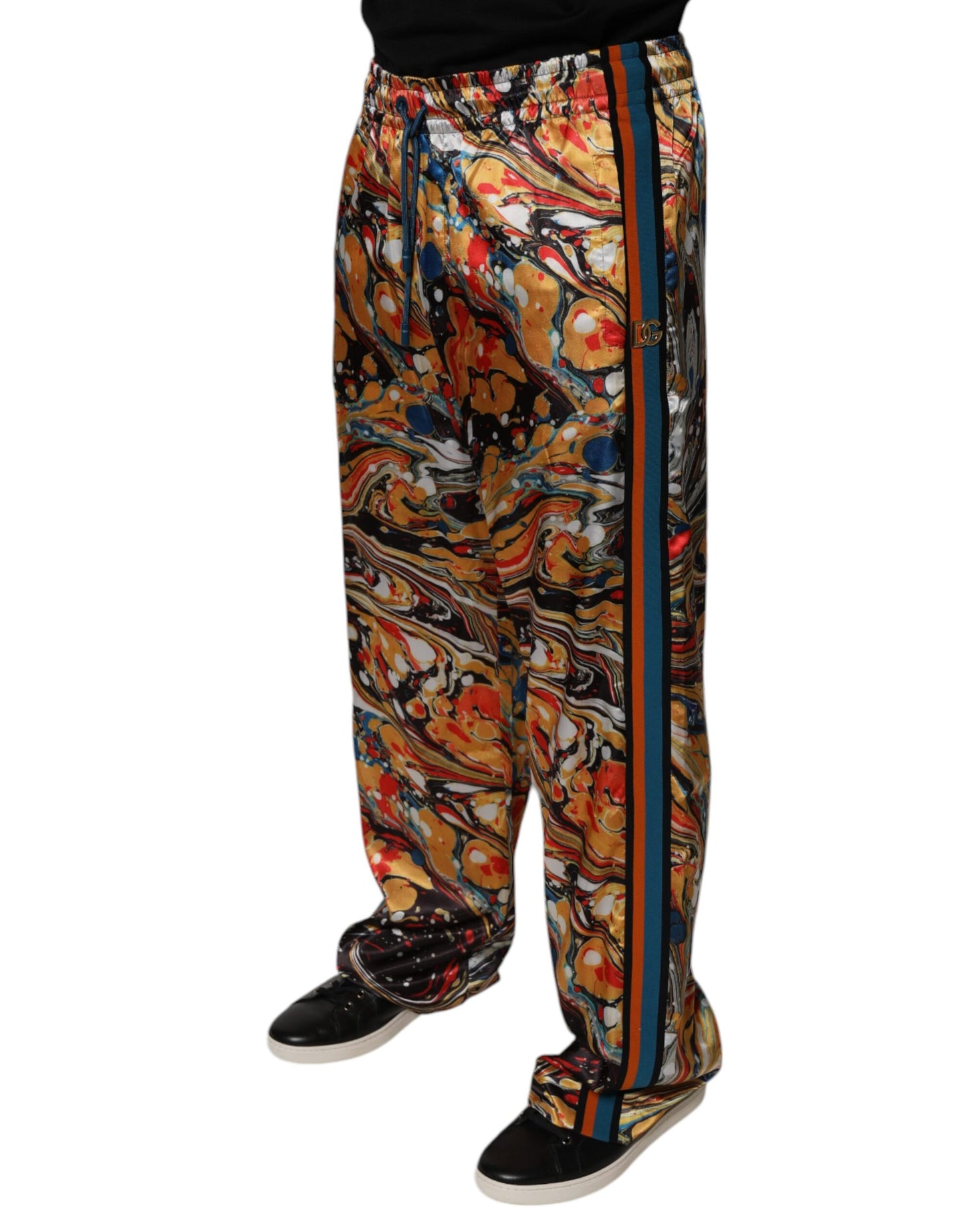 Pantalon de survêtement homme Dolce & Gabbana en satin marbré multicolore