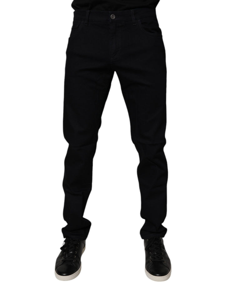 Dolce & Gabbana Vaqueros de Algodón Elástico Negro de Hombre de Corte Ajustado