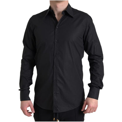 Camisa de vestir negra de algodón de Dolce & Gabbana