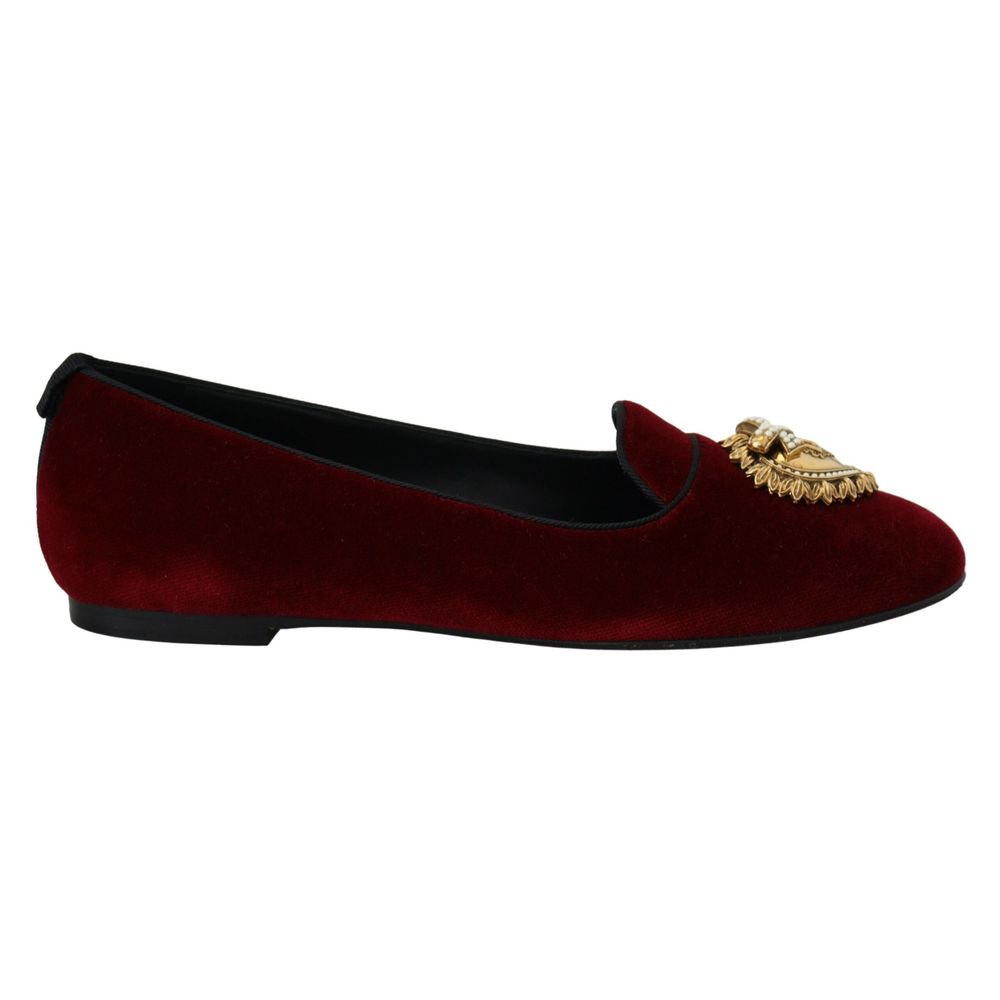 Mocasines sin cordones de algodón color burdeos Dolce & Gabbana
