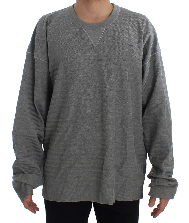 Pull en soie à col rond gris Dolce & Gabbana