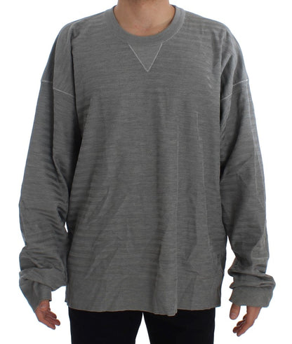 Pull en soie à col rond gris Dolce & Gabbana